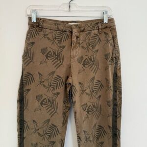 YAYA Women 28” chinos khakis stretch Stylish Leaf Print pants slacks trousers